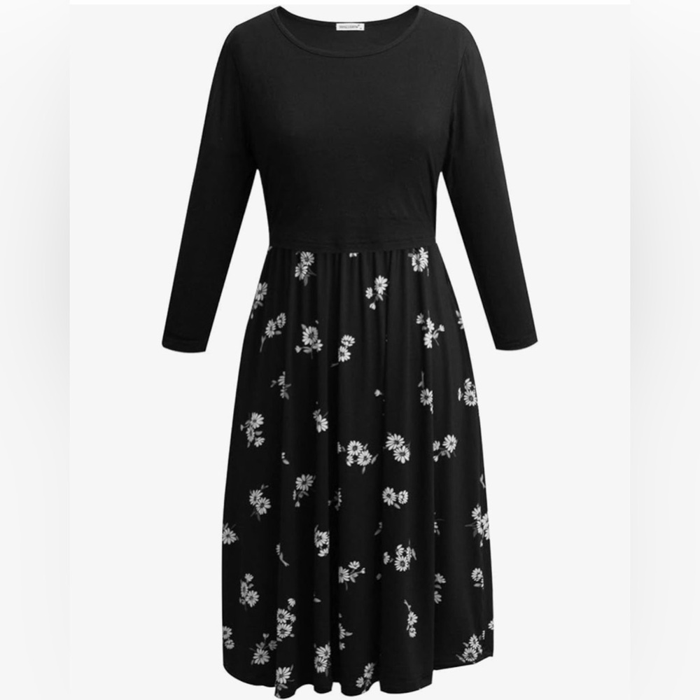 Black Floral Nursing/Maternity Dress